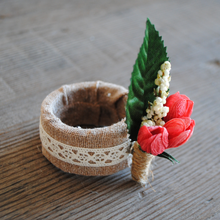 Load image into Gallery viewer, Coral Tulip Trio Napkin Ring Set