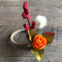 Load image into Gallery viewer, Fall Orange Rose Napkin Ring Set