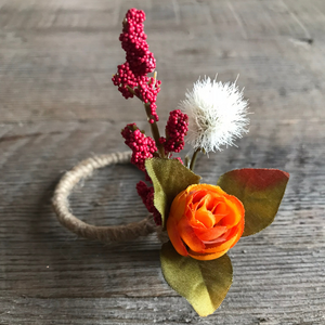 Fall Orange Rose Napkin Ring Set