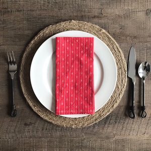 Red Scandinavian Pattern Cloth Dinner Napkin - Set of 6